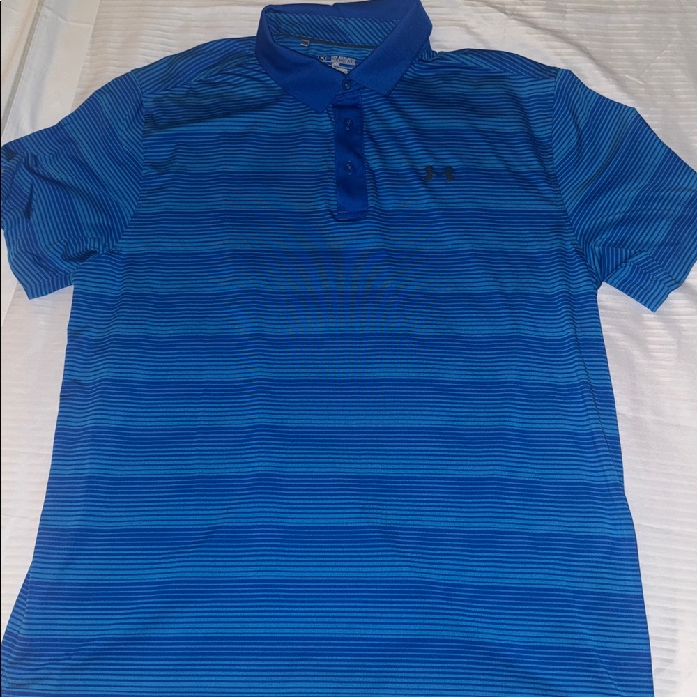 Under Armour Striped Blue Polo